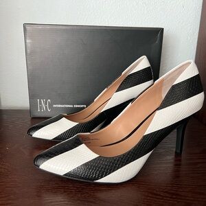 International concepts I N C high heels. Black and white stripes. New. Size 8.